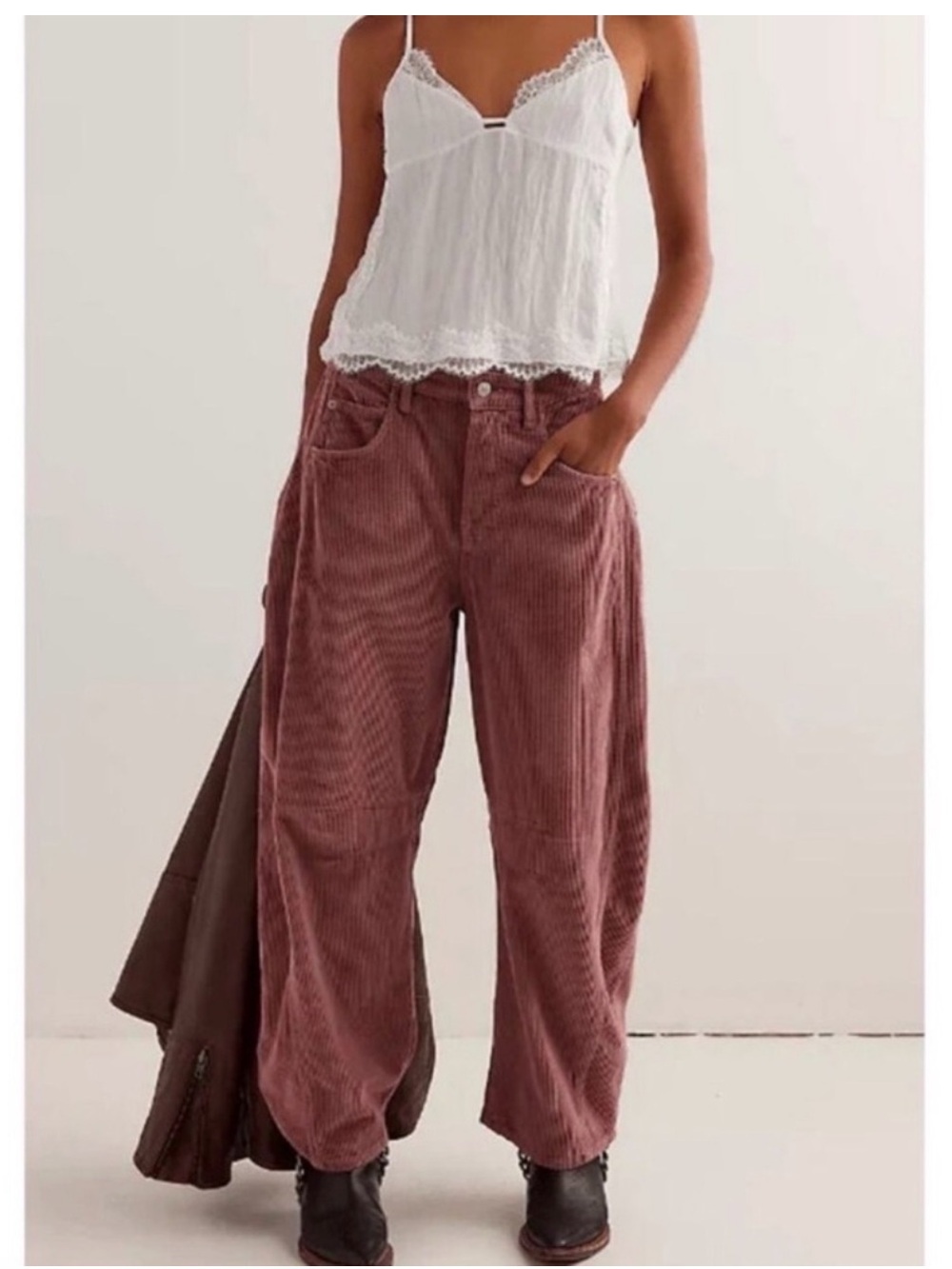 Good Luck Barrel Corduroy Free People We The Free Jeans Withered Rose